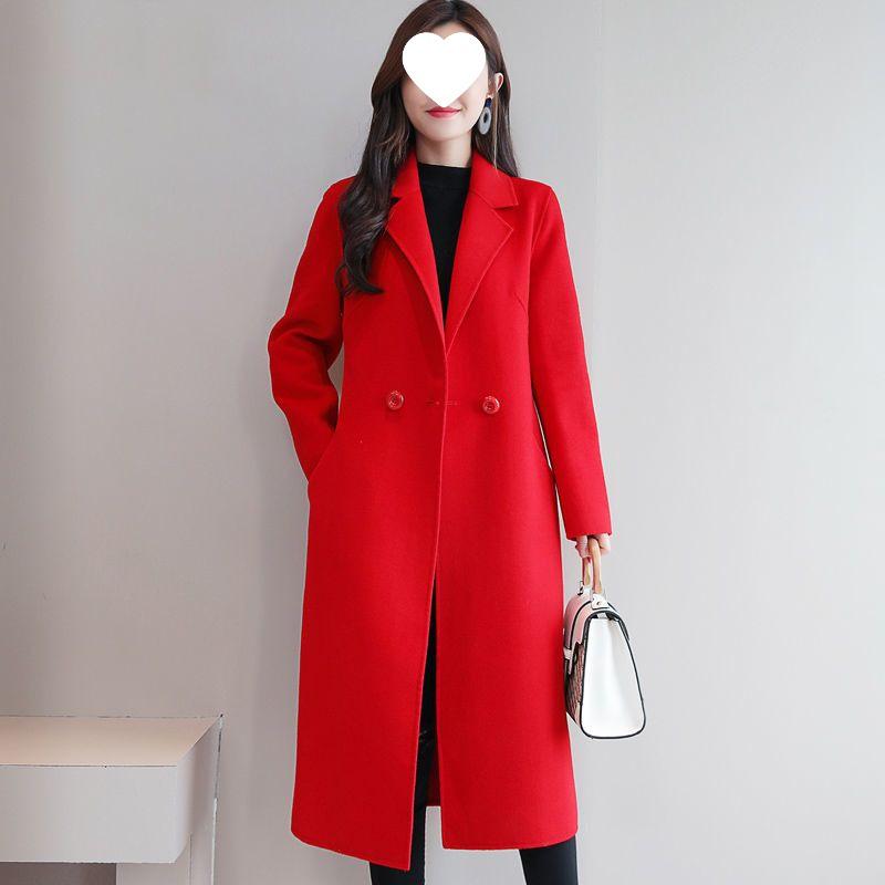 Elegante Dames Dubbelzijdige Wol & Kasjmier Jas - Lang, Pluche, Grote Maat, Wintercollectie 2025