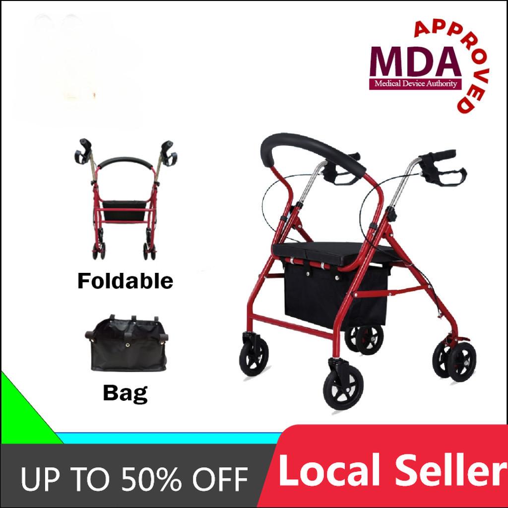 Rollator Walker Adult Lightweight Tongkat Roda Kaki Empat Wheelchair Pasar Foldable Walking Frame