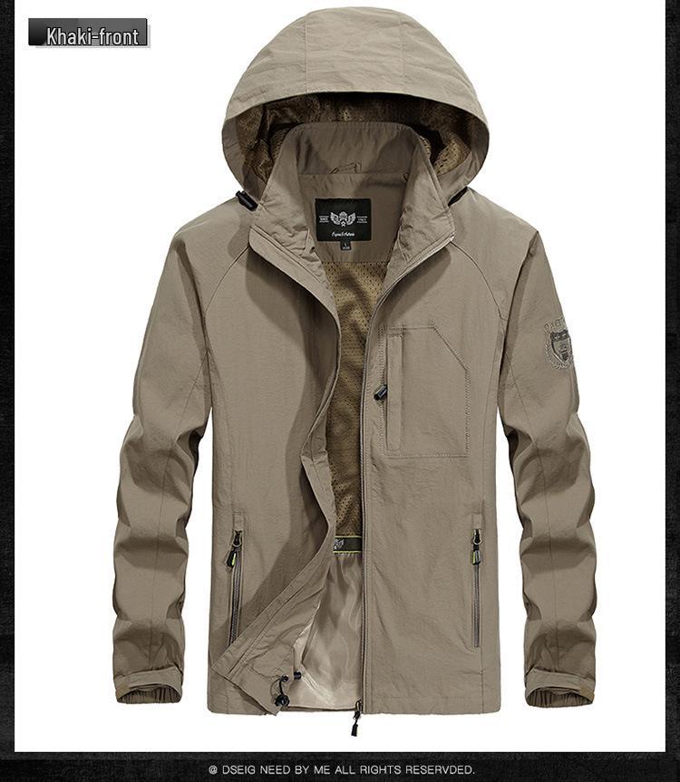 Men's Plus Size Outdoor Windbreaker Jacket - Single Layer Trench Coat for Mountaineering