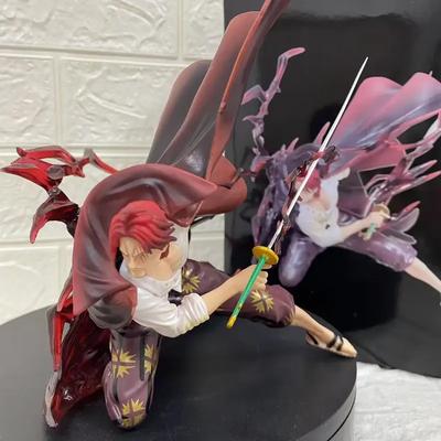 One Peice Red Hair Shanks Crouching Pose Action Figure Collectible Model Toy Battle Scene Decorative Item Anime Figurine Boy Poseable Articulated