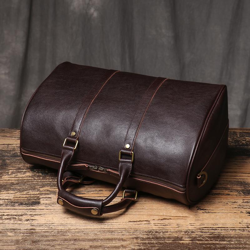 Vintage Men's Travel Bag Classic Business Messenger Bag Head Layer Cowhide Weekender Gym Bag Leather Handbag for Husband Gift