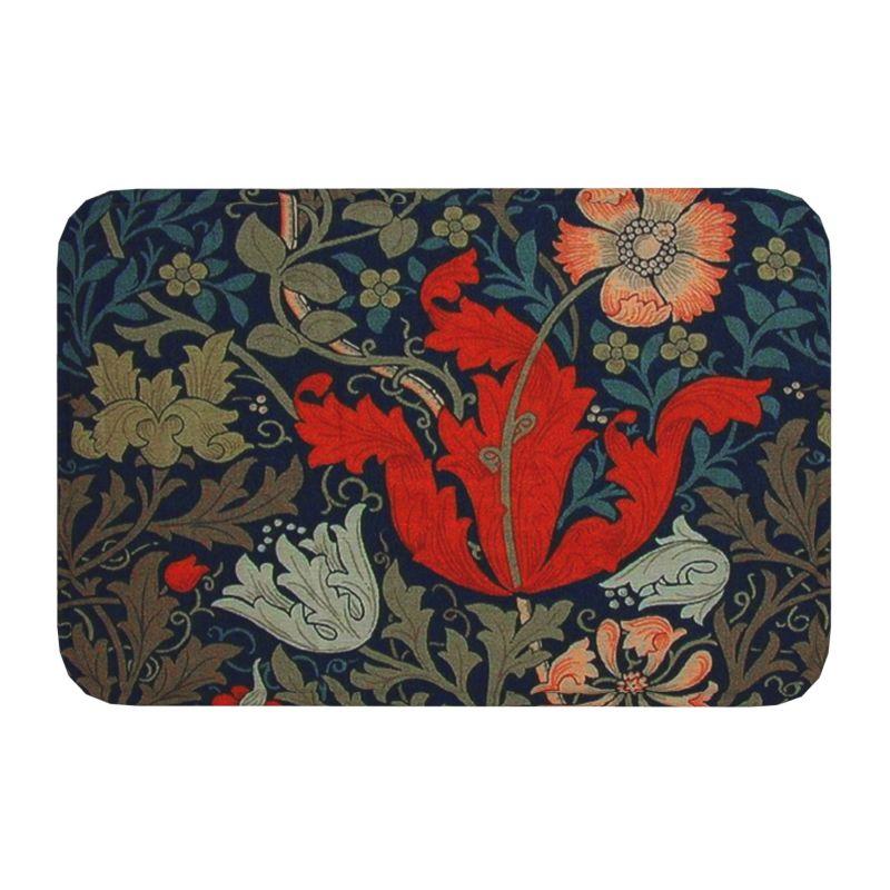 Custom William Morris Compton Floral Art Nouveau Pattern Doormat Bath Door Floor Mat Textile Pattern Toilet Rug Carpet Footpad