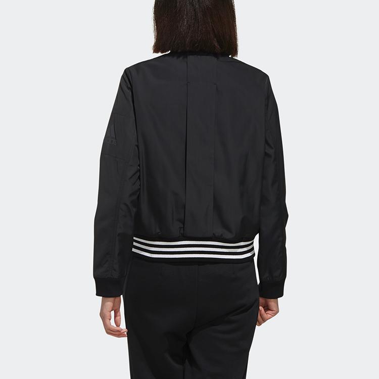 Adidas Casual Sports Stand Collar Woven Bomber Jacket Women Jackets Black FI9284