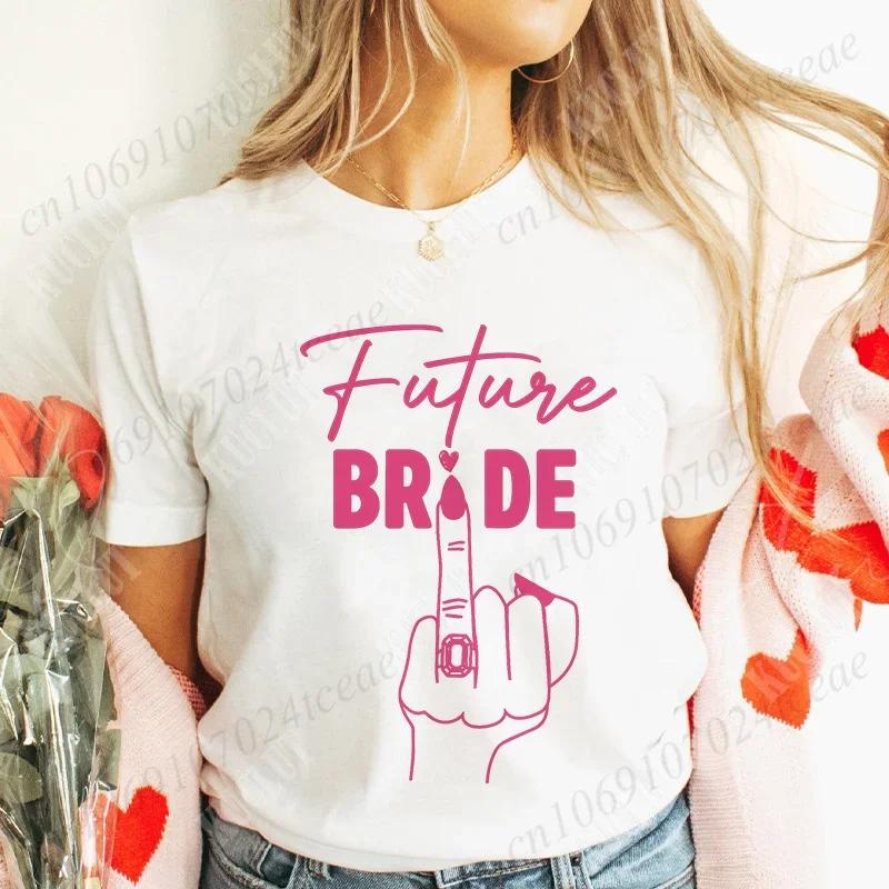 Finger Wedding Ring Graphic Tops for Women Team Bride T-shirt Girls Single Farewell Bachelorette Hen Party Bridal Shower Shirts