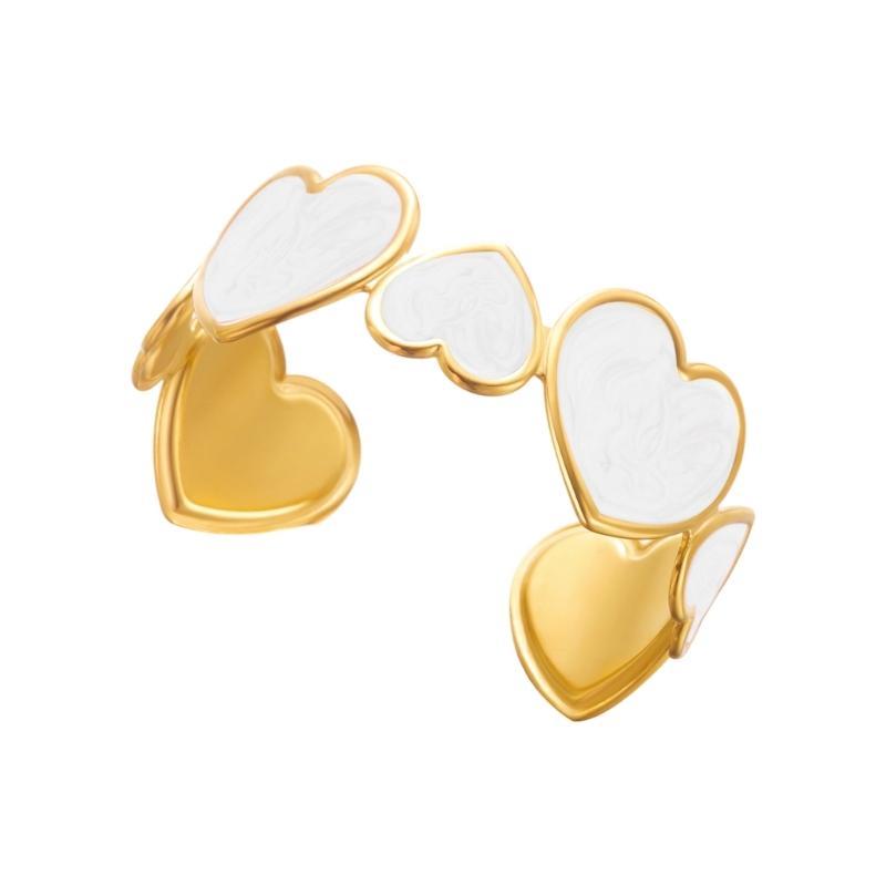 Elegant Geometric Love Shape Stainless Steel Cuff Bracelet Gold Tone Perfect for Women Fashion Jewelry and Gift Ideas