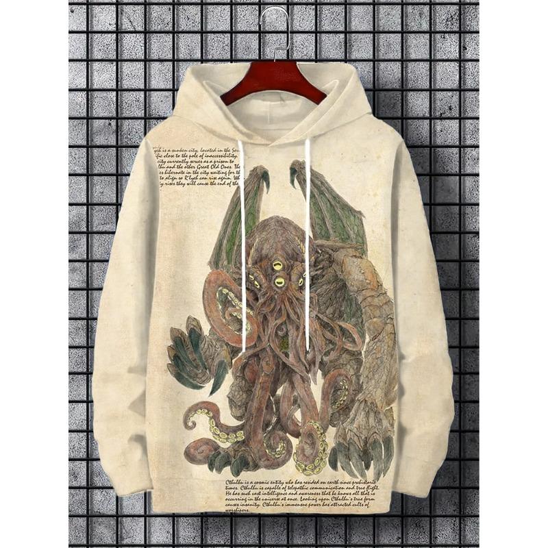 Autumn And Winter Animal Men's Hoodie Japanese Style Harajuku Art Casual Sports Hoodie Pattern Autumn And Winter