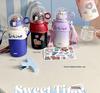 Compact Cartoon Kids' Stainless Steel Straw Thermos - Dual-Drink Design for Tea or Water