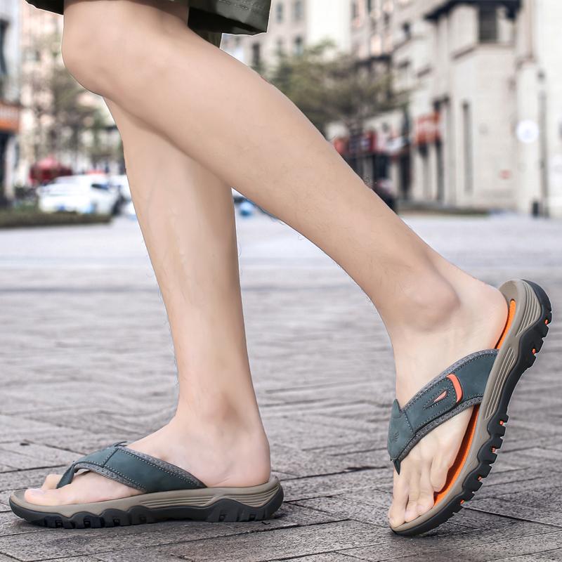 38-47 Ciabatte Estive da Uomo Taglia Grande Infradito in Pelle Sandali Sandali da Spiaggia Uomo Ciabatte in Pelle per Uomo