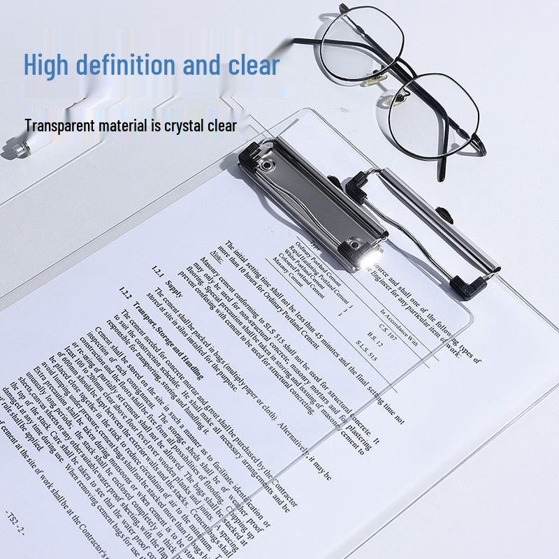Thickened A4 Transparent PET Clipboard - Durable Document Holder for Office & Student Use