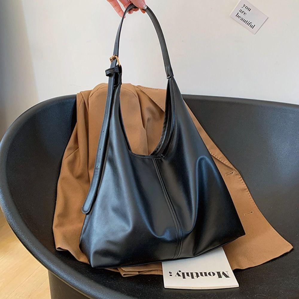 PU Vintage Tote Bag Large Capacity Commute Shopping Bag Elegant Women's Shoulder Bag  Streetwear