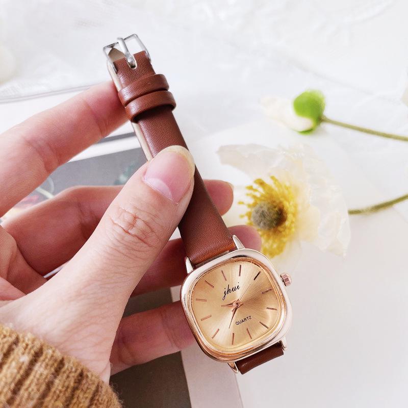 Retro Dámské Hodinky ve Korejském Stylu s Čtvercovým Ciferníkem - Jednoduché, Elegantní Quartz pro Studentky