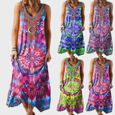 2023 Ethnic Style Printed Loose Vest Dress - Women's Long Skirt