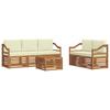 Outdoor Sofa Set 6 Pcs Natural and Cream Solid Acacia Wood