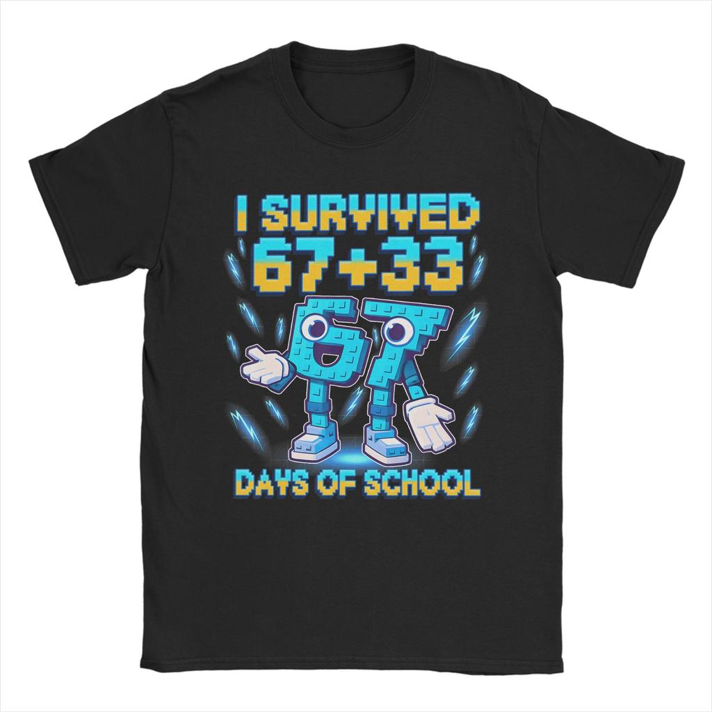 Italian Brainrot 67 Trippi 100 Days of School Men T Shirts  Fun Tees Short Sleeve Round Collar TShirts 100 Cotton 5XL Clothes