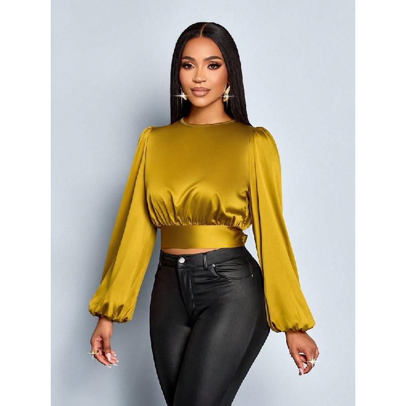 2026 Spring New Satin Shirt Sexy Leopard Print Women's Backless Top