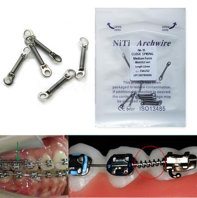 10ks/balení Dentální ortodontické Niti Close Spring Přední zuby Kroutící moment zubů Pružina Dentální ortodoncie Ortodontický materiál
