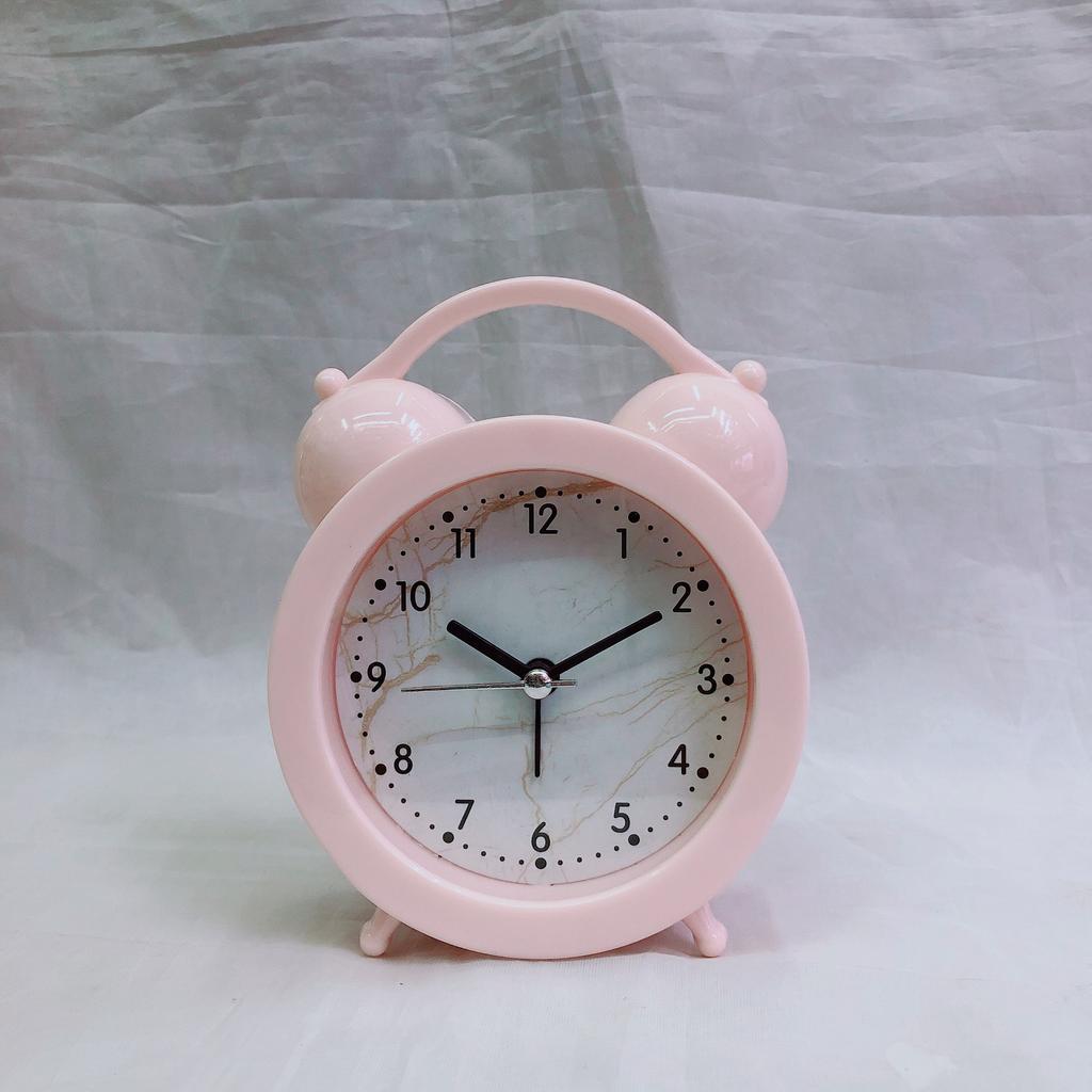 Small Plastic Alarm Clock with Handle Marble Dial Student Gift Alarm Clock
