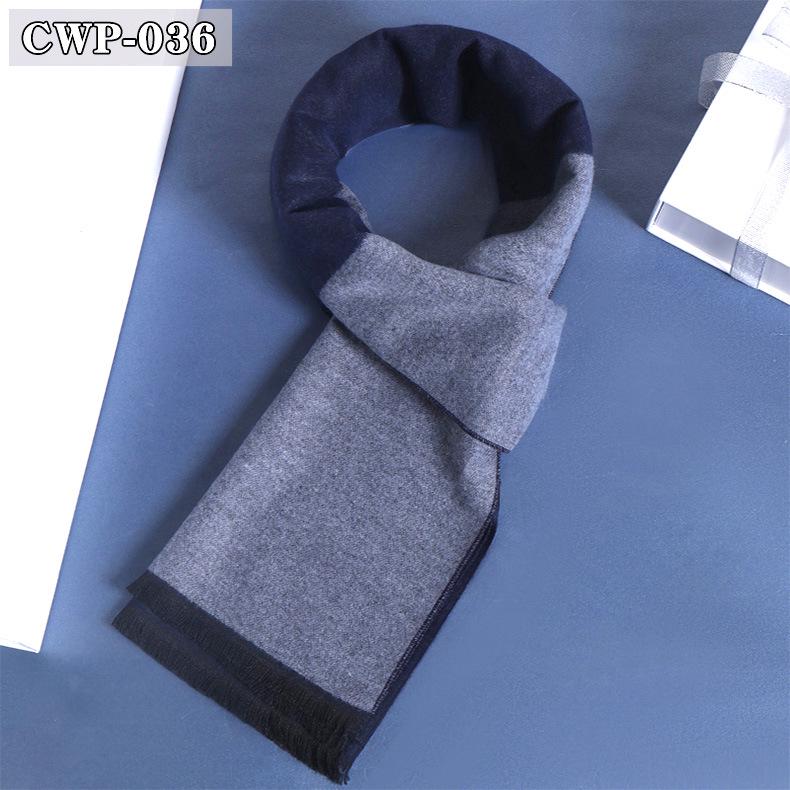 2025 Winter Men's Black Grey Plaid Imitation Cashmere Scarf
