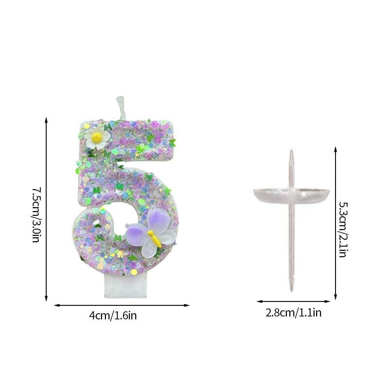 Fairy Birthday Number Candles Purple Pink Digital Candle 0-9 Number Cake Topper Girls Birthday Party Cake Decoration Supplies