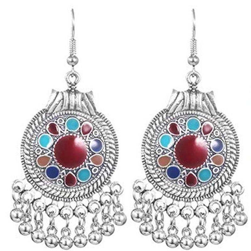 

Scione Винтаж Богемская серьга Кисточка Бирюзовый кулон Серьги 6