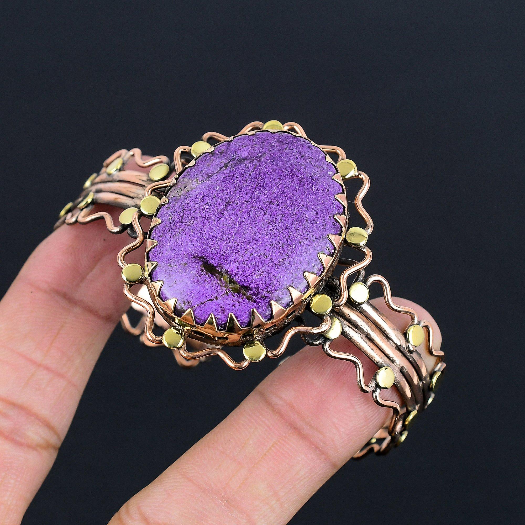 

Пурпурит Ювелирные изделия из драгоценных камней ручной работы, Браслет, обмотанный медной проволокой 999 пробы, Ювелирные изделия уникального дизайна, Для женщин