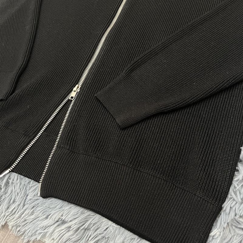 Ma Jia Men's Four-Corner Cardigan Zipper Half-High Collar Loose Casual Knit Sweater