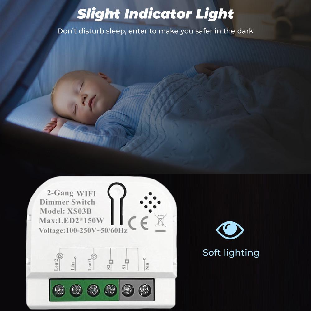Tuya Smart WiFi Dimmer Switch with Voice Control and 2-Way Mini Dimming Module