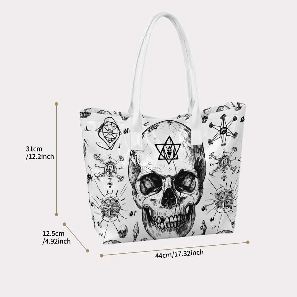 Gothic Skull Pattern Shoulder Bag Casual Large Capacity Daily Use Tote