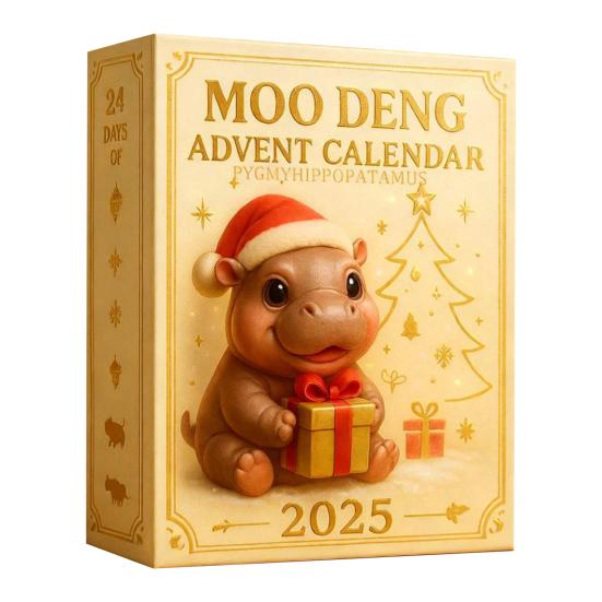 Moo Deng Advent Calendar 2025 24 Days Christmas Countdown with Acrylic Hippo Ornaments Surprise Gifts for Children And Adults