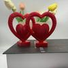 Double Heart Sculpture 3D Printed Red Heart Figurine Romantic Tabletop Ornaments for Anniversary Home Desk Shelf Decor Wedding Romantic Gifts