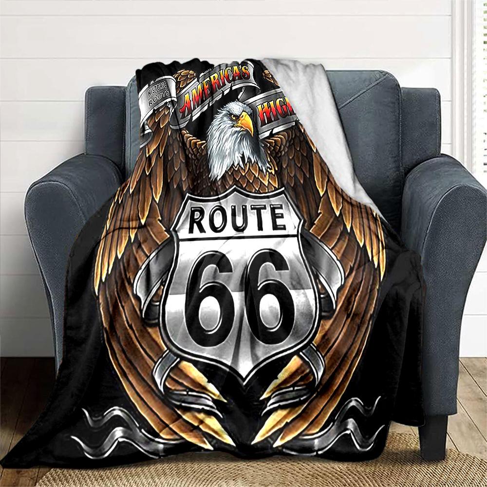 1 Stück Route 66 Highway Weiche Flanell-Ganzjahres-Decke für Zuhause, Büro, Außenbereich Strapazierfähiger Komfort Weiche Warme Decke für Zuhause