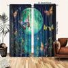 Classic Moonlight Butterfly Print Curtains Design Durable Polyester Fabric Style Sheer Set Of 2 Made Machine Washable
