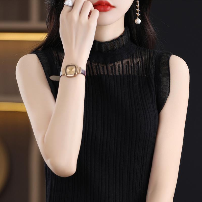 Splicing Sleeveless Half-height Women's Summer Slim-fitting Versatile Temperament Top