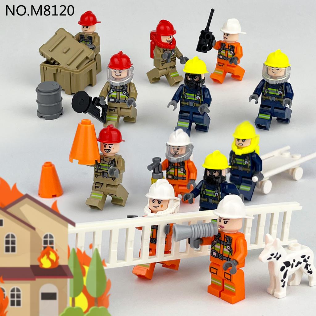 12PCS City Series Fire Rescue Doll Accessories Children's Building Blocks Toys