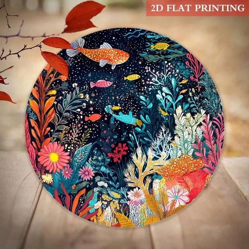 

Metal Wall Art Poster Underwater World with Fish Decor for Living Room