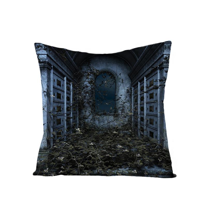 Old Castle Dragon Boat Moon Pumpkin Cushion Cover Horror Pattern Sofa Throw Pillows Living Room Halloween Decorative Pillowcase