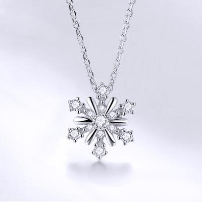Damen Zirkon Mikro-Eingefasste Diamant Schneeflocken Halskette - Perfektes Weihnachtsgeschenk