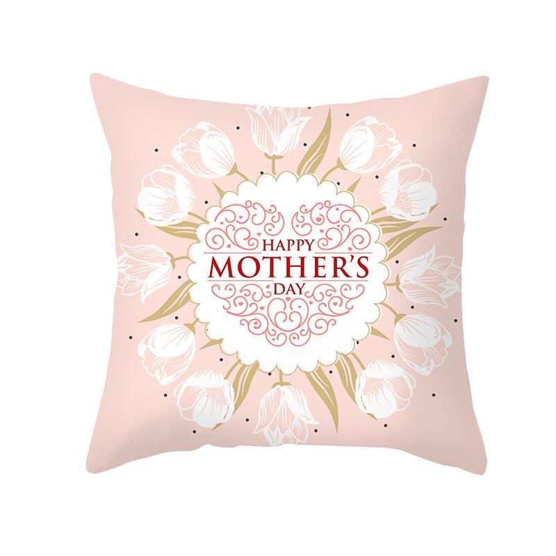 New Mother's Day Printed Pillow Cover Peach Skin Home Sofa Decoration Pillow Bedroom Cushion Pillow Cover