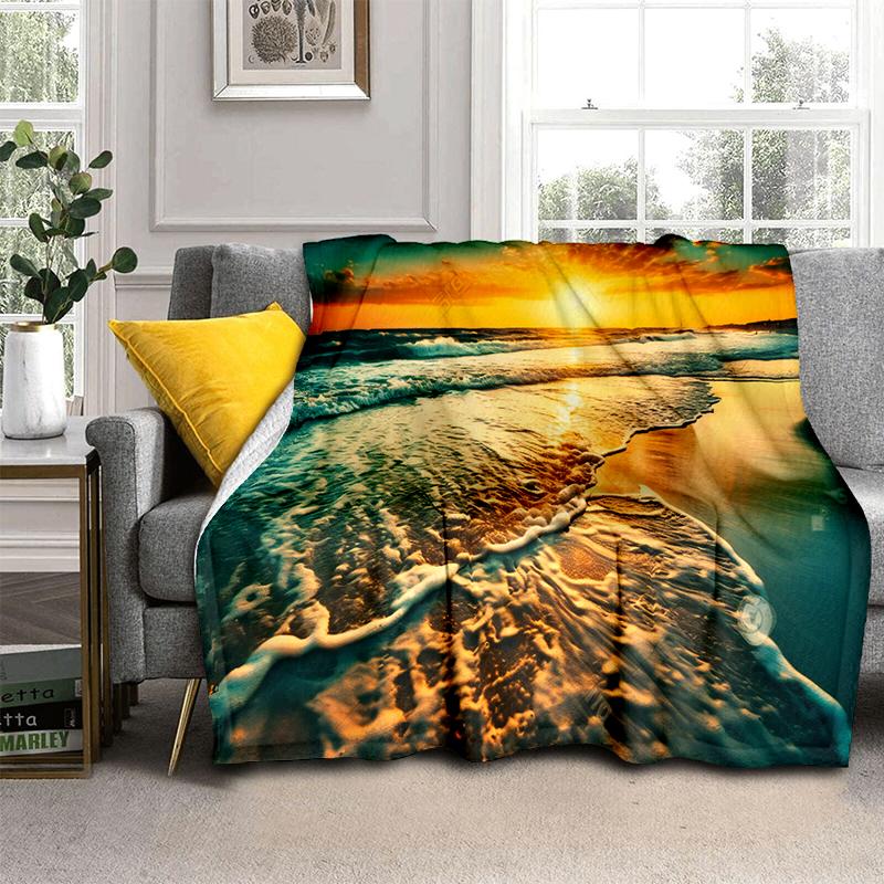 2025 New Style Sea Water Beach Reef 3D Nature Scenery Blanket,Soft Throw Blanket for Home Bedroom Bed Sofa Travel Picnic Cover