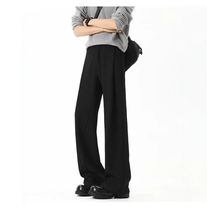 American black drape trousers men's high street new trendy brand straight versatile micro-pull casual long pants