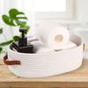 [Woven Storage Basket] Woven Storage Basket with Handle | Multifunctional Desktop Organizer, Oval Storage Bin, Rope-Woven Basket