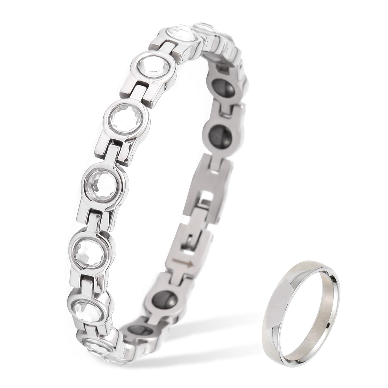 

Magnetic Bracelet for Stylish and Casual Stainless Steel with Zircon Bracelet Anti-Static Women,