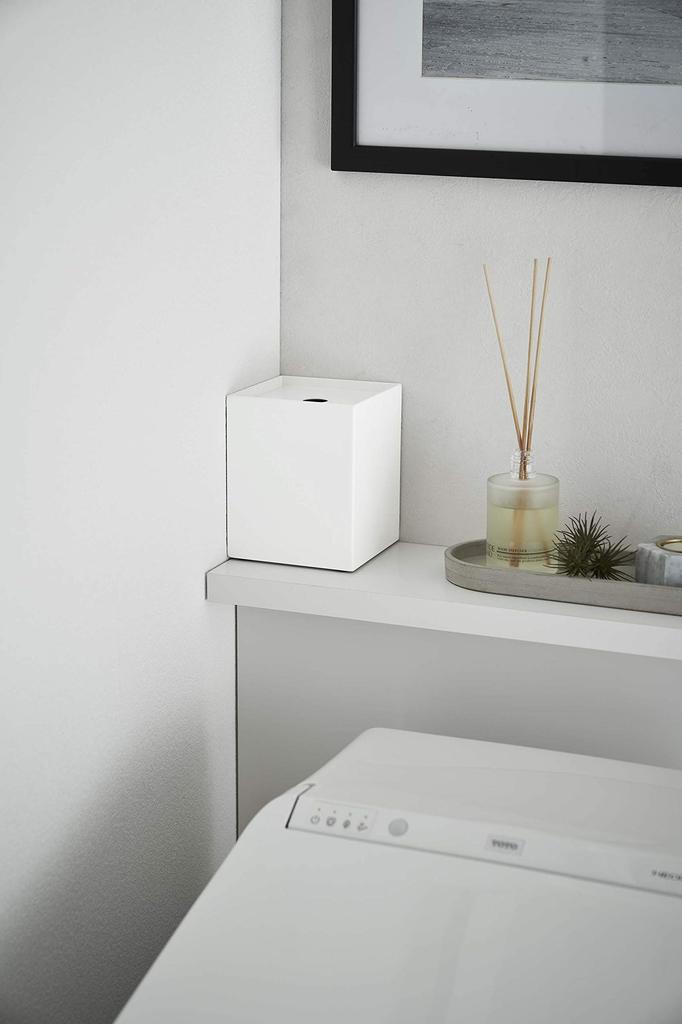 Yamazaki Jitsugyo Toilet Paper Holder for 1 Roll White Tower Hidden Storage 5228 Approx. W11.5XD11.5XH14cm