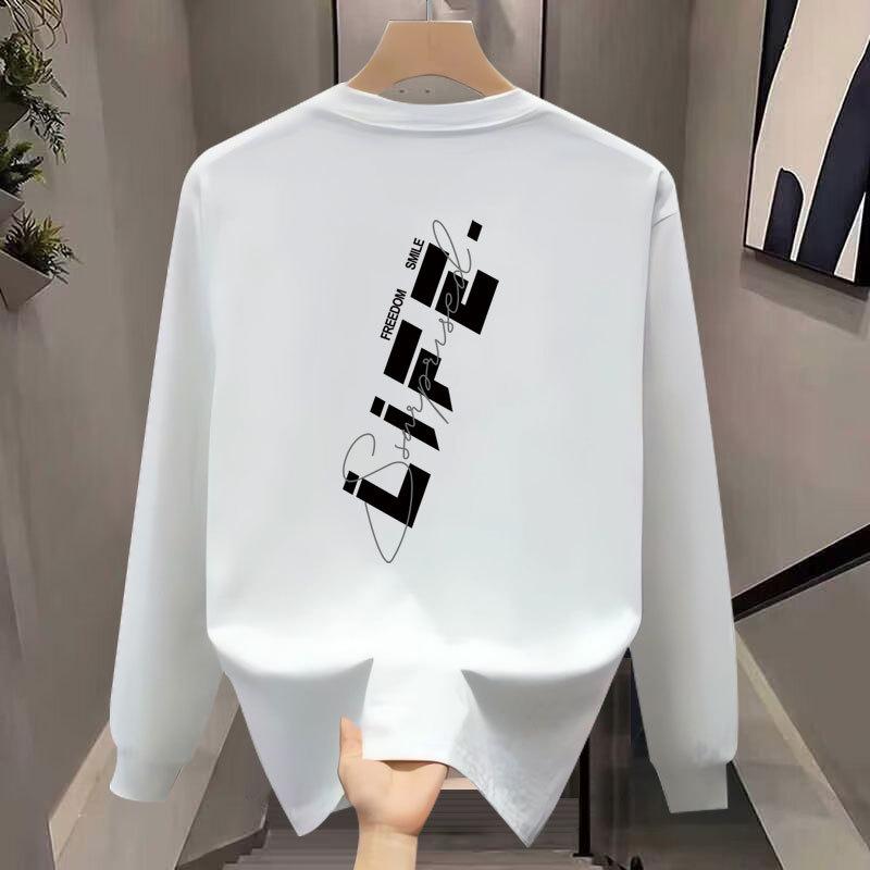 American Heavy Trendy Brand Pure Cotton Printing Men'S Long-Sleeved T-Shirt Spring And Autumn Sweater Casual Round Neck High-End T-Shirt