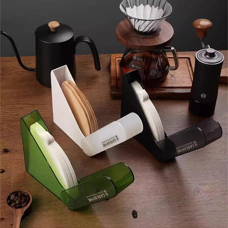 V60 Coffee Filter Paper Holder with Cover - Dust-Proof Storage Box for Hand-Brewed Filters