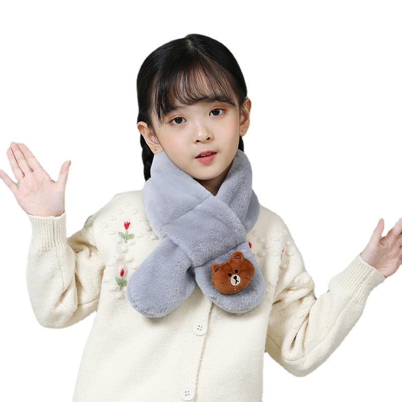 Children's Winter Rabbit Scarf - Thick Faux Fur Neck Warmer for Baby and Parent-Child, Cartoon Design for Christmas and New Year