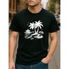 European Sizes Beach Resort-style Printed, Lightweight Round-neck Short-sleeved, All-season Casual Men's T-shirt, Men's Casual Short-sleeved