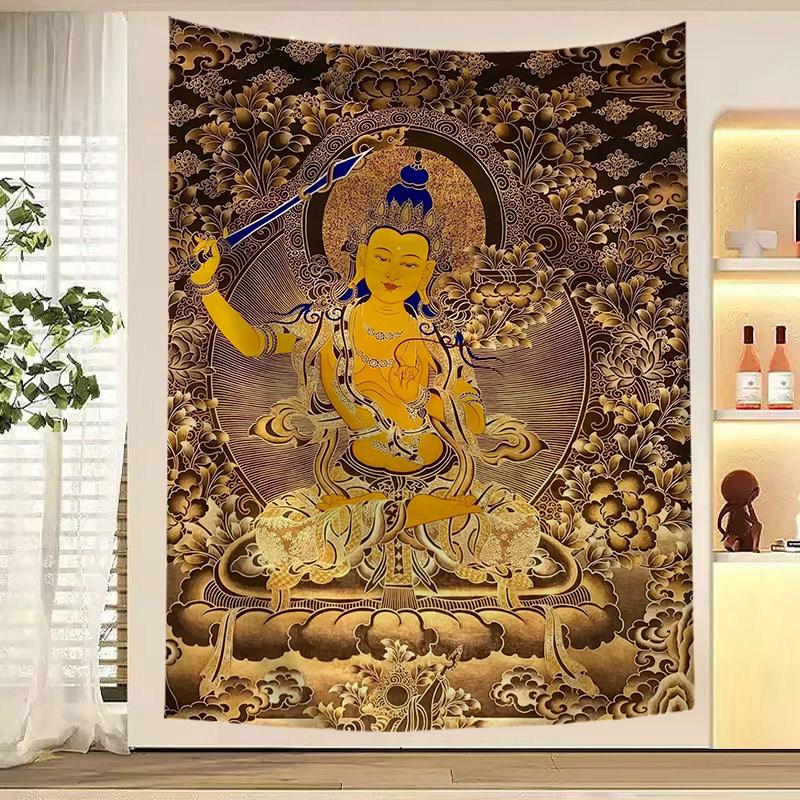 Tibetan Thangka Tapestry Buddhist Deity Wall Hanging for Bedroom Living Room Dorm Spiritual Home Decor
