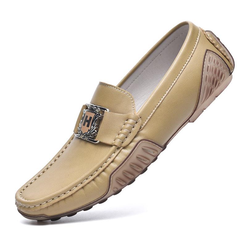 Breathable Leather Doudou Shoes Non-slip Trend Casual Leather Shoes British One-pedal Driving Shoes Large Size