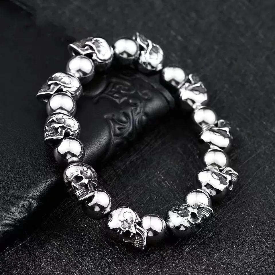 Full Skull Bracelet Adjustable Size Gothic Men's Motorcycle Riding Bracelet Hip Hop Punk Rock Jewelry